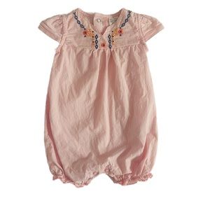 💖5/$25 SALE💖 0-3M Carter's Baby Girl Pink Striped Embroidered Romper
